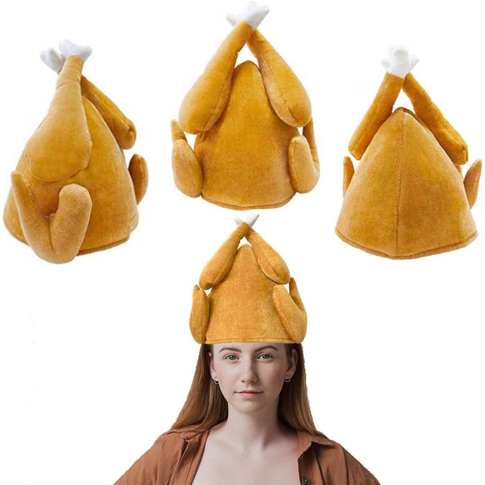 9520 3 Pack Roasted Turkey Hats, Funny Thanksgiving Hat Turkey Costume